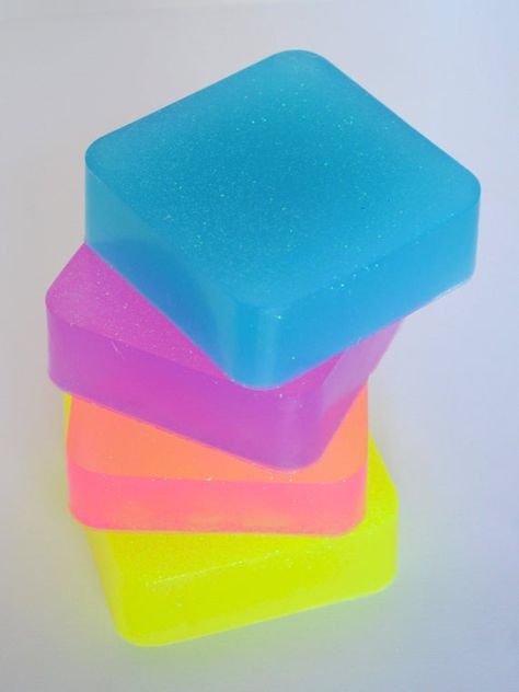 Glitter Glycerin Soaps / Set of 4 UNICORN RAINBOW SOAPS / Clear Soap Bars / Magical Party Favors / Kids Gift for Girls / Unicorn Party FavorsThis listing is for FOUR individually wrapped glittery glycerin soap bars. Each soap is a good size bar that measures 2.5 x 2.5 x 0.9 inches, weights 2.75 ounces and comes in a clear cellophane bag tied with a ribbon.Beautiful handmade soap, made for your special occasion, or simply to treat yourself! Makes a perfect bath treat for kids. Kids and kids at he Clear Soap Bars, Bedazzled Bottle, Soap Scents, Rainbow Soap, Glycerine Soap, Clear Soap, Dessert Soap, Magical Party, Soap Display