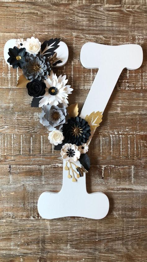 Floral Alphabet Letters Flower, Wooden Initial Letters Wall Decor, Floral Alphabet Letters, Letters Wall Decor, Alphabet Letter Templates, Baby Nursery Wall Decor, Floral Cake Topper, Letter Flower, Decoupage Printables