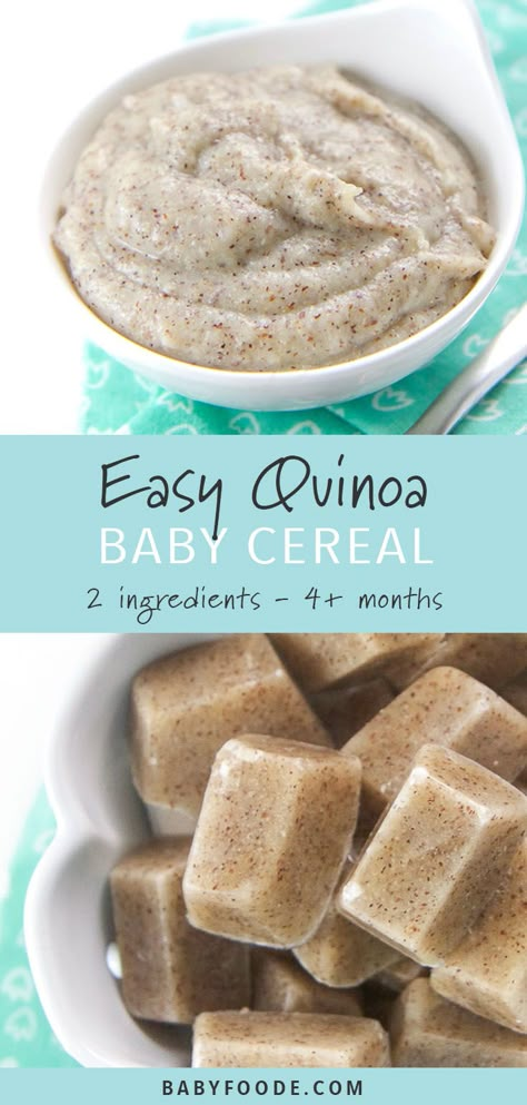 Homemade Quinoa Baby Cereal (2-Ingreidents!) - Baby Foode Easy Quinoa, Baby Cereal, Healthy Baby Food, Baby First Foods, Baby Puree Recipes, Baby Puree, Homemade Baby Foods, Baby Eating, Homemade Baby Food