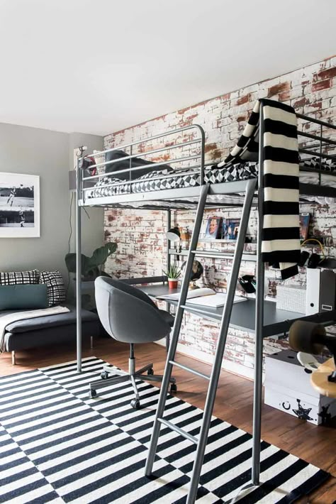 IKEA Kids’ Bedroom Ideas: Inspiration and Shopping | Hunker Boy Loft Bedroom Ideas, Boys Loft Bedroom Ideas, Bedroom Ideas Ikea, Ikea Kids Bedroom, Ikea Trofast Storage, Loft Beds For Small Rooms, Boys Bedroom Ideas, Room Revamp, Sport Bedroom