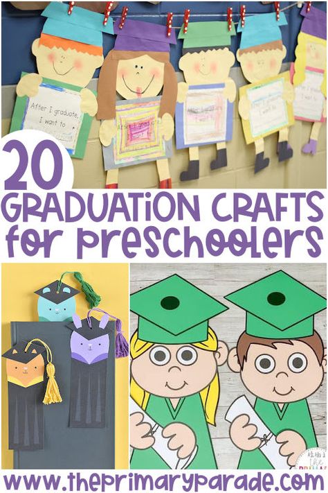 preschool graduation crafts Preschool Culmination Ideas, Prek Graduation Craft Ideas, Kindergarten Graduation Keepsake Ideas, Graduation From Preschool, Graduation Arts And Crafts For Preschool, Preschool Graduation Crafts Pre K, Moving Up Ceremony Preschool Decorations, Prek Graduation Craft, Preschool Graduation Games