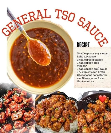 Healthy General Tso Sauce, Authentic General Tso Chicken, General Tso Chicken Sauce, General Tao Sauce, Chili Sauce Chicken, General Chicken, Asian Sauce Recipes, Honey Rice, General Tso Sauce