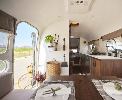 Airstream Shower Remodel, Airstream Interior Ideas, Room Sunset, Airstream Decor, Airstream Restoration, Airstream Living, Air Stream, Airstream Campers, Airstream Remodel