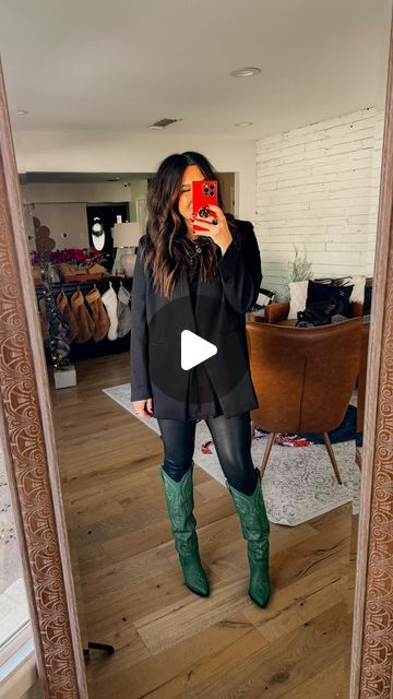 Stephanie Joplin on Instagram: "Get the fun boots! Nothing beats an all black outfit, and some fun accessories! 💚🖤 These boots minimally stocked in this color, but I linked up some other fun green boots. Click that first link in my bio to shop! #midsizefashion #midsizestyle #festivewear" Green Boots Outfit Winter, Green Booties Outfit, Green Boots Outfit, Fun Boots, Winter Boots Outfits, Mid Size Fashion, Booties Outfit, Midsize Style, Nashville Outfits