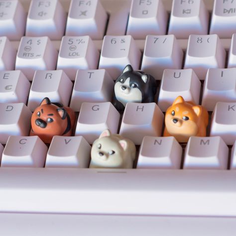 STL file Doggies keycaps - Mechanical Keyboard・3D printable model to download・Cults Cute Keycaps, Mini Puppies, Artisan Keycaps, Keycap Set, Animals Dog, Key Caps, Mechanical Keyboard, Shiba Inu, Handmade Artisan