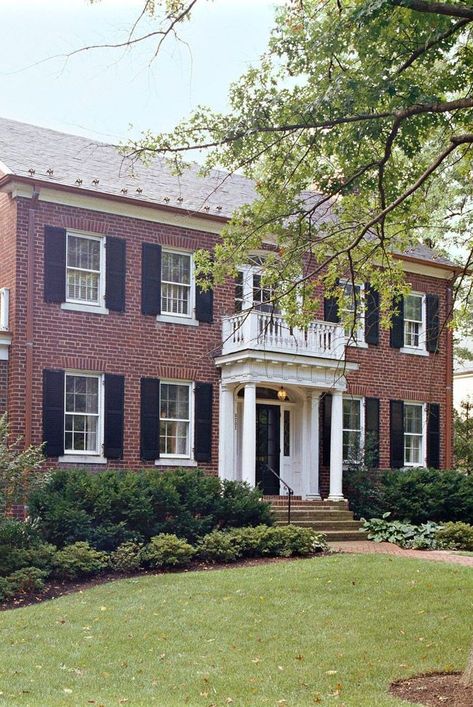 Front Landscaping Colonial Home, Colonial Home Renovation Exterior, 1910 Colonial House, Landscaping For Colonial Style Home, Updated Colonial Exterior Brick, Two Story Colonial Exterior Makeover, Colonial Update Exterior, Modernized Colonial Exterior, Landscape For Colonial Style Home