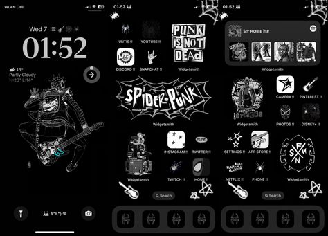 Ios Homescreen Layout, Homescreen Layout Iphone, Home Screen Layout, Spider Punk, Iphone Home Screen, Ios Homescreen, Ios App Iphone, Retro Wallpaper Iphone, Iphone Home Screen Layout