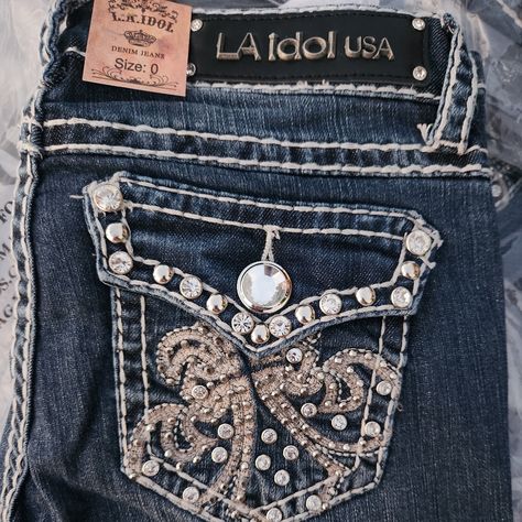 La Idol Bootcut Bling Bling Jeans Flared Jeans Rhinestone, Y2k Rhinestone Jeans, Mexican Pants, Jeans With Diamonds, Blinged Jeans, Mexican Jeans, Bedazzled Pants, Jeans With Gems, 2000s Fits