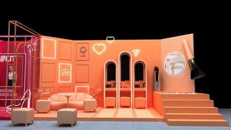 Instagram - Fashion & Beauty Zone on Behance Craft Booth Design, Event Booth Design, Photography Studio Design, Beauty Zone, Tv Set Design, Exhibition Stall Design, Event Booth, Stage Set Design, Stall Designs