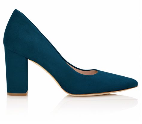 Josie in Lake - £445 | Emmy London 85mm block heel pumps in teal blue green. We've paired our best-selling Josie courts and our deep teal suede to bring you a fresh new style for your #shoedrobe. Lined in leather with a natural nubuck sole. https://www.emmylondon.com/products/josie-lake?_pos=3&_sid=6259a823d&_ss=r Luxury Wedding Shoes, Blue Block Heels, Teal Heels, London Shoes, Wide Fit Shoes, Occasion Shoes, Blue Heels, Blue Block, Deep Teal