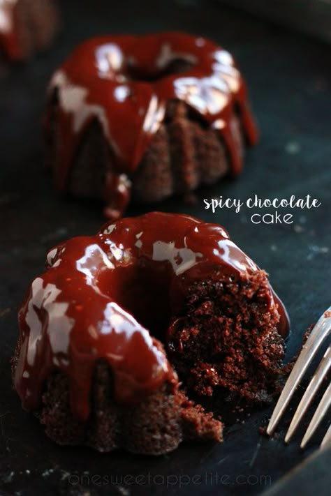 Spicy Chocolate Cake Spicy Desserts, Spicy Chocolate, Mini Bundt, Tiny Cakes, Vanilla Cupcake Recipe, Mexican Chocolate, Chocolate Heaven, Easy Cupcakes, Moist Chocolate Cake