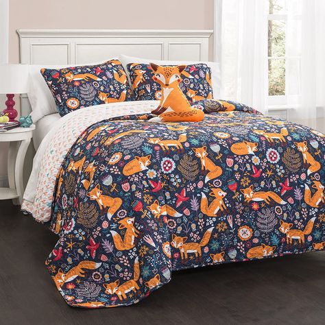 Woodland Bedroom Decor, Woodland Bedroom, Fox Quilt, Dec Pillows, Big Kid Bed, Girls Bedding Sets, Lush Decor, Bedding Stores, Twin Quilt