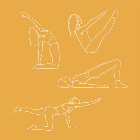 pilates positions illustrations 🤸🏼‍♀️✨ which color do you prefer them against?? love how “basic” these are but how much personality such simple illustrations can add to a brand! I created these for a pilates brand brief for a @briefclub design swap 🧡 excited to show you more of this brand! Pilates Drawing, Pilates Illustration, Brand Brief, Simple Illustrations, Simple Illustration, Pilates, Birthday Cards, Branding, Yoga