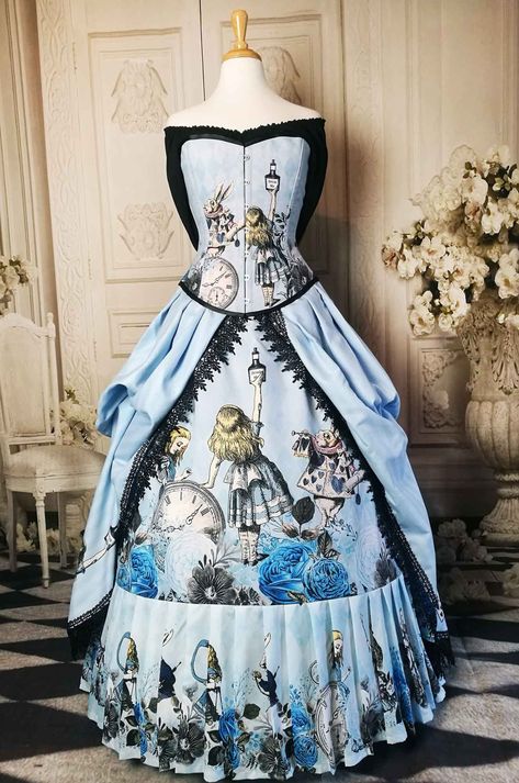 Alice in Wonderland Custom Blue Victorian Corset Gown Custom - Etsy New Zealand