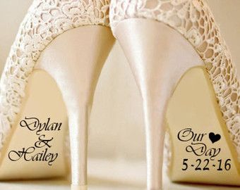 Name and Date Wedding Shoe Sticker Decals Bride and by DinkiDs Suits Groom, Bride Ideas, Wedding Sneakers, Wedding Suits Groom, November Wedding, Wedding Shower Gifts, Winter Wonderland Wedding, Sticker Decals, African Traditional Dresses