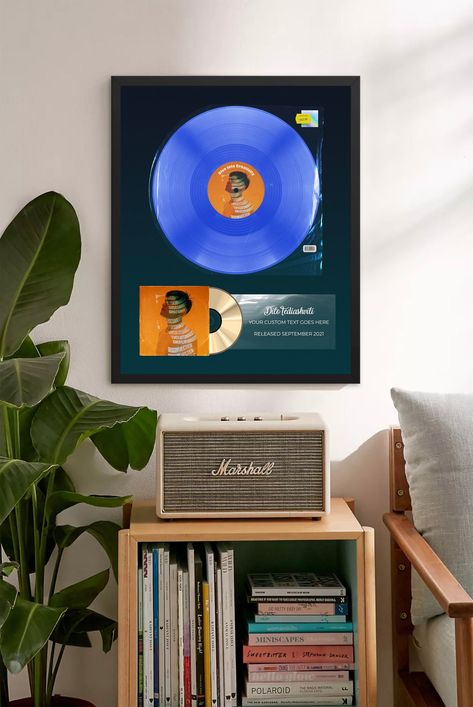 Framed Record Albums, Diy Gifts For Music Lovers, Record Cover Design, Vinyl Record Poster, Music Artist Poster, Record Poster, Spotify Streams, Record Frame, Spotify Plaque