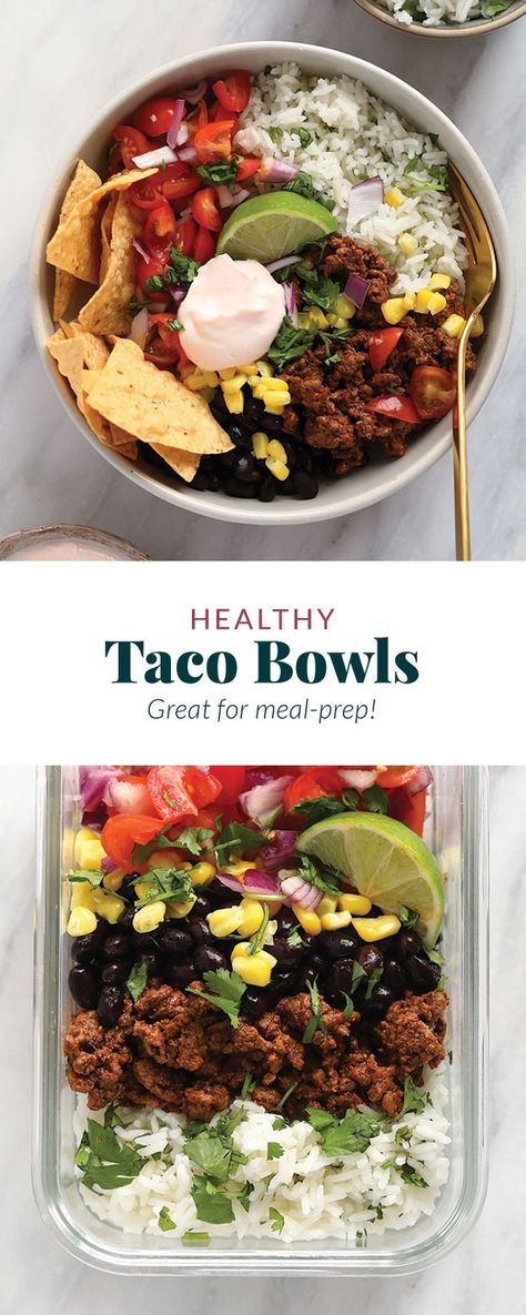 Healthy Beef Taco Bowl, Meal Prep 2 Weeks, Best Bowls Recipe, Easy Beef Bowls, Paleo Bowls Dinners, Healthy Taco Recipes Beef, Healthy Ground Beef Taco Bowls, Beef And Veggie Bowl, Fiesta Bowl Recipe Healthy