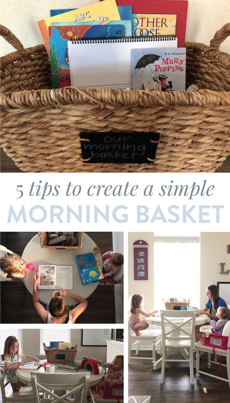 Rhythms: 5 Tips to Create a Simple Morning Basket Morning Basket, Charlotte Mason Homeschool, Homeschool Routine, Play School, Homeschool Life, Discipline Kids, Homeschool Help, Homeschool Planning, Tot School