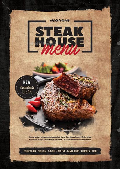 Steak Menu Design, Food Menu Design Ideas, Steak House Menu, Steak Menu, Menu Design Inspiration, Menu Layout, Menu Flyer, Premium Meat, Food Banner