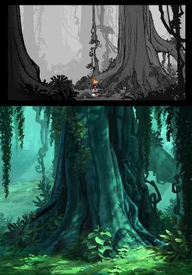 Visual development : RAYMAN ORIGINS Concept Art Landscape, Rayman Origins, Concept Art Tutorial, Landscape Concept, Landscape Designs, Game Concept Art, Digital Painting Tutorials, Animation Background, Visual Development