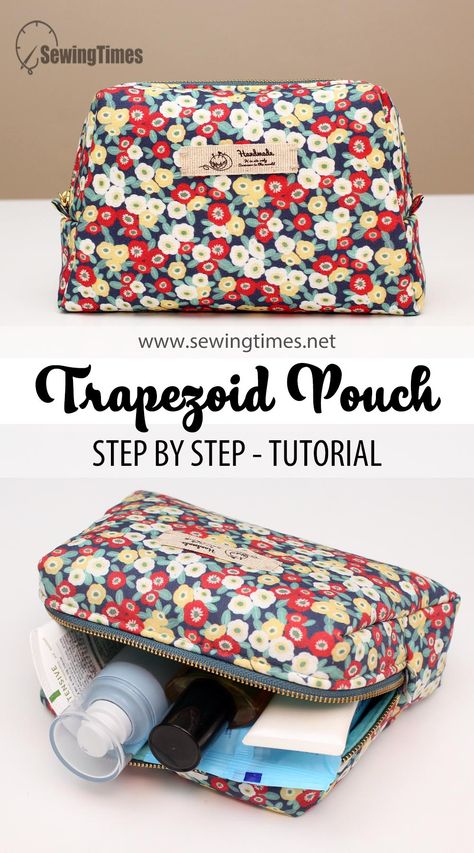 Zipper Makeup Bag, Zippered Box Pouch Tutorial Free Pattern, Cosmetic Bag Pattern Free Easy To Sew, Cosmetic Bags To Sew, Quilted Cosmetic Bag Pattern, Large Cosmetic Bag Pattern Free, Box Makeup Bag Pattern, Free Cosmetic Bag Pattern, Boxy Makeup Bag Pattern