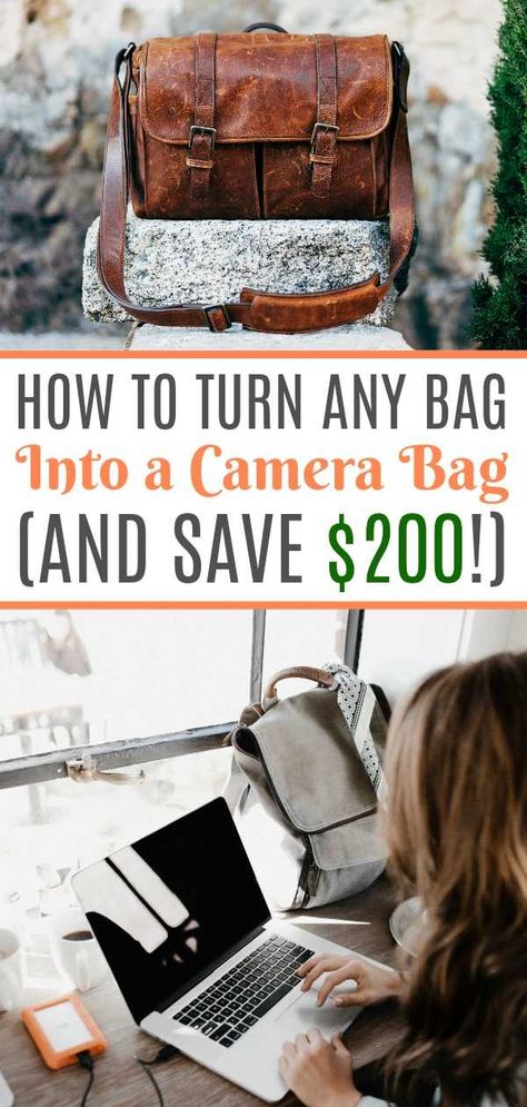 This camera bag hack saved me so much money! It was so easy to turn my bag into a camera bag with this camera bag insert. Great tip to make an affordable camera bag! #camerabag #DIYcamerabag #camerabaghack #affordablecamerabag Camera Bag Pattern, Diy Camera Bag, Camera Bag Insert, Stylish Camera Bags, Tech Backpack, Diy Camera, Pioneer Gifts, Bag Insert, Photography 101