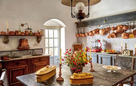 Step Inside Jacques Garcia's Monastery Turned Country House | Architectural Digest Sicilian Decor, Hotel Costes, Blue White Kitchens, Greek Villas, Casa Country, Carlo Scarpa, Gio Ponti, Home Remodel, Cheap Decor