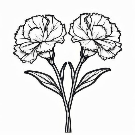 Black and white carnation vectors, photos and PSD files | Free download Carnation Flower Simple Drawing, Easy Carnation Drawing, Carnation Flower Outline, Carnation Drawing Simple, Carnation Flower Drawing, Coloring Pages For Seniors, Carnation Flower Meaning, Carnation Drawing, Flowers And Their Meanings