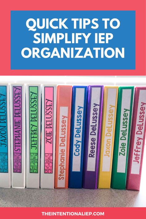 Iep Student Binder, Student Iep Binders, Resource Teacher Organization, Iep Binder Teachers, Special Education Organization Ideas, Iep Data Collection Organization, Sped Classroom Organization, Iep Goal Bins, Iep Caseload Organization