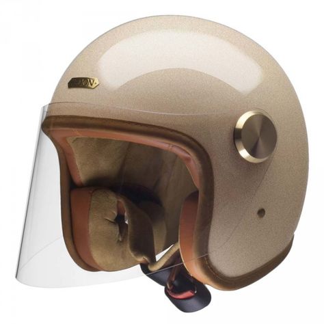 Hedon Epicurist Helmet - Champagne Vespa Helmet, Open Face Motorcycle Helmets, Roland Sands Design, Scooter Helmet, Motorcycle Goggles, Bike Exif, Moto Vintage, Open Face Helmets, Full Face Helmets