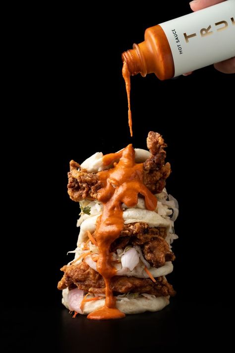 Chicken Baos with White Truffle Hot Sauce #baorecipes #whitetruffle #trufflerecipes #mondaymotivation #lunchideas Truffle Hot Sauce, Red Chili Peppers, White Truffle, Agave Nectar, Red Chili, White Hot, Chili Peppers, Chili Sauce, Bbq Sauce