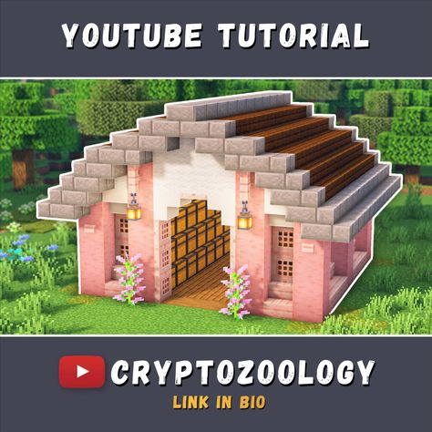 Check out the tutorial on my YouTube! Small Pink House Minecraft, Minecraft Building Ideas Storage, Minecraft Storage House Ideas, Storage House Minecraft, Minecraft Storage House, What To Build In Minecraft, Minecraft Essentials, Minecraft Small House, Minecraft Storage