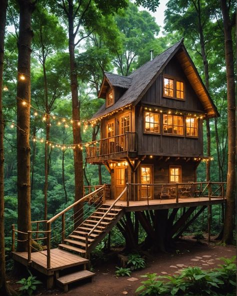 20 Coolest Tree House Ideas For Endless Backyard Fun – ToolzView Inside A Tree House, Luxury Tree House Mansions, Adult Treehouse Ideas, Forest House Floor Plan, Tree Houses For Adults, Adult Tree House Backyards, Club House Ideas, Aesthetic Tree House, Tree House Aesthetic