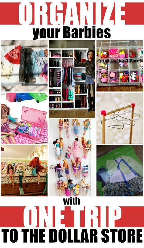 Organize Your Barbies with One Trip to the Dollar Store Barbie Accessories Storage, Barbie Storage Ideas, Homemade Dollhouse, Barbie Storage, Barbie Organization, Toy Organization Diy, Barbie Hacks, Doll Organization, Toy Room Organization