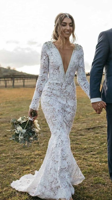 Long Sleeves Wedding Dresses, Boho Wedding Dress With Sleeves, Wedding Dresses V Neck, Sleeves Wedding Dresses, Dresses V Neck, Long Sleeve Wedding Dress Lace, Dresses Simple, Sleeve Wedding Dress, Dress Simple