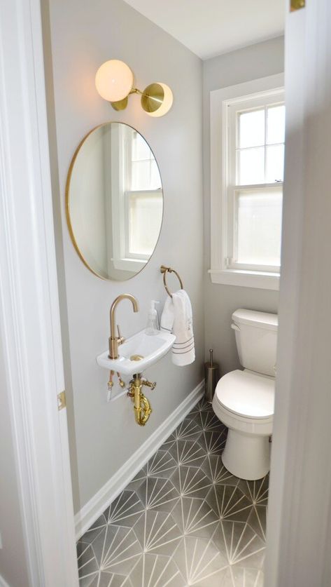 Tiny Powder Rooms, Tiny Powder Room, Small Downstairs Toilet, Powder Room Sink, Toilet Room Decor, Small Toilet Room, Powder Room Design, Toilet Room, Small Toilet