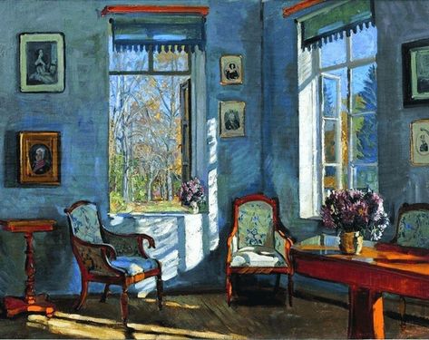 Through The Window Painting, Painting Of Room, Painting Of A Room, Kunst Inspo, Interior Paintings, Blue Room, Edward Hopper, Bathroom Windows, 수채화 그림