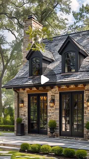 Caldwell & Castello on Instagram: "Using AI to dream up a little Saturday morning inspiration.  Isn’t this just lovely?" Wood Farmhouse Exterior, Normandy Architecture, Cottage Style Houses, Mountain Cottage Exterior, Modern Cottage Exterior, Entrance Architecture, Enchanted House, Plane Tips, Modern English Cottage