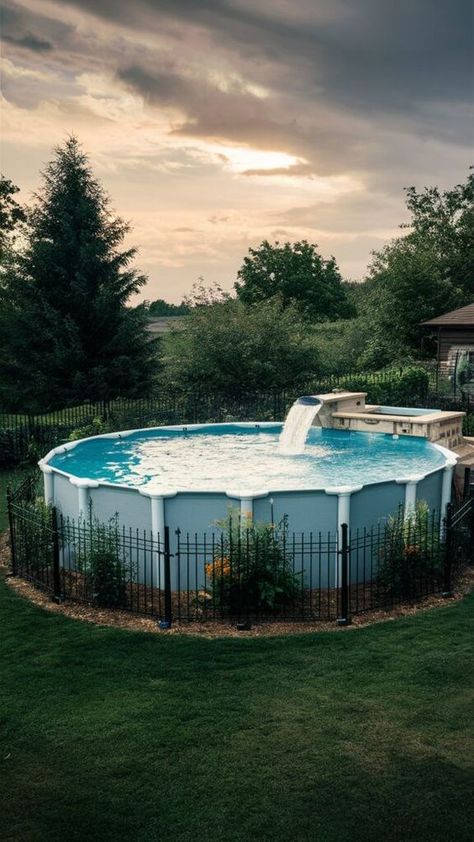 20 Above Ground Pool Ideas to Transform Your Backyard - Harvesthex Intex Above Ground Pools, Campsite Ideas, Stock Pools, Backyard Retaining Walls, Round Above Ground Pool, Landscaping Pool, Pools For Small Yards, Pool Deck Plans, Dream Backyard Pool