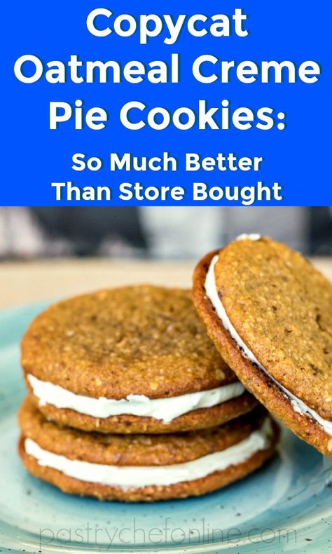 Oatmeal Cream Pie Recipe, Oatmeal Pie Recipe, Oatmeal Cream Cookies, Oatmeal Cream Pie, Oatmeal Pie, Creme Pie, Oatmeal Creme Pie, Oatmeal Cream Pies, Oatmeal Cake