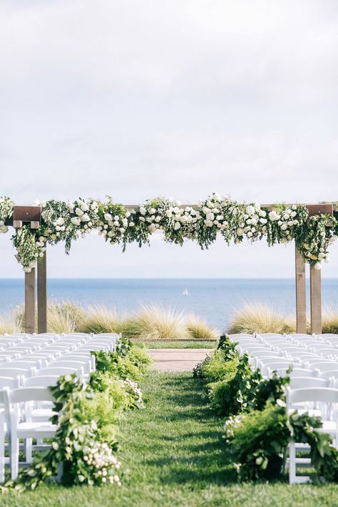 Brandon Kidd Photography | Venue: Terranea Resort | Coordination: Details Details Weddings & Events | Florist & Linens: White Lilac Inc. | Rentals & Lighting: Chiavari Chair Rentals Wedding Palate, Terranea Resort Wedding, Terranea Resort, Weddings Idea, Hamptons Wedding, Greenery Wedding Decor, Beachside Wedding, Wedding Arch Flowers, Budget Friendly Wedding