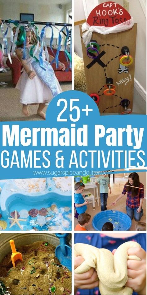 Mermaid Party Games, Toddler Party Games, Little Mermaid Party, Ariel Birthday Party, Mermaid Theme Birthday Party, Birthday Mermaid, Ocean Birthday, Birthday Activities, Mermaid Diy