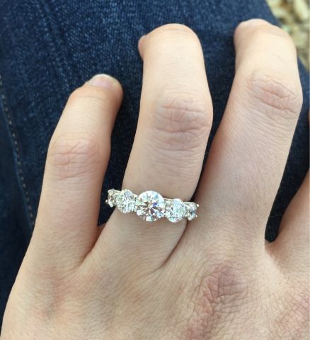 Graduated five-stone (ACA) trellis ring from Whiteflash | Page 2 | PriceScope Forum Six Stone Diamond Ring, Mexican Girl Aesthetic, 5 Stone Engagement Ring, 5 Stone Diamond Ring, Trellis Ring, Engagement Wishes, God's Timing, Hand Rings, Future Engagement Rings