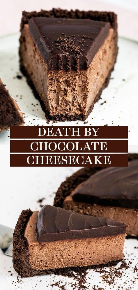 Dessert Recipes Chocolate, Chocolate Ganache Topping, Double Chocolate Cheesecake, Pastries Recipes, Best Chocolate Desserts, Chocolate Cheesecake Recipes, Nutella Cake, Cheesecake Dessert, Homemade Cheesecake