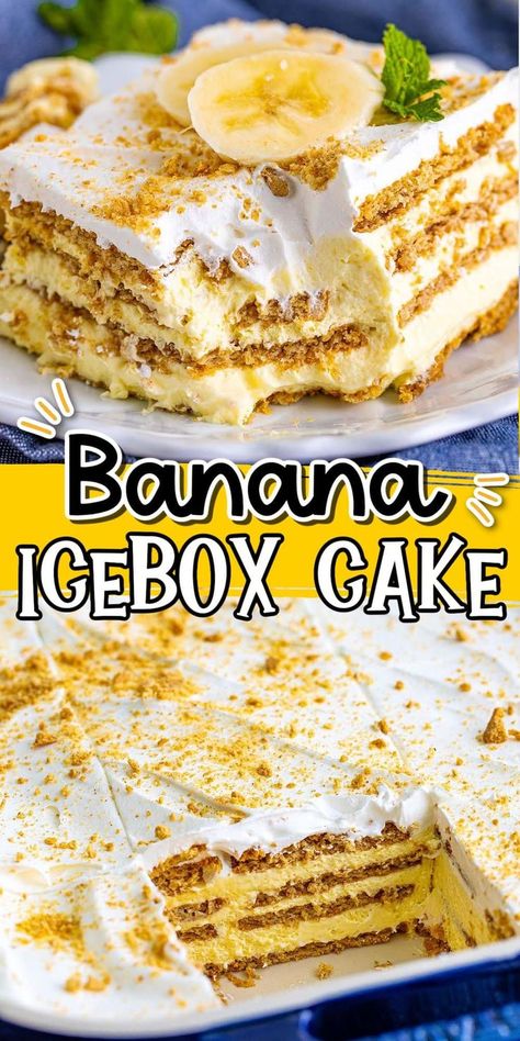 Banana Icebox Cake, Graham Cracker Dessert, Oreo Torte, Icebox Desserts, No Bake Banana Pudding, Graham Cracker Recipes, Icebox Cake Recipes, Banana Dessert Recipes, Best Banana Pudding