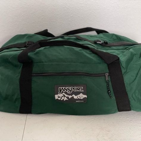 Jansport Duffle Bag, Duffel Bags Aesthetic, Aesthetic Duffle Bags, Vintage Duffle Bag, Duffel Bag Aesthetic, Duffle Bag Aesthetic, Cute Duffle Bag, School Merch, Green Duffle Bag