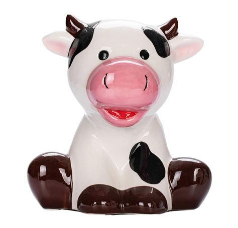 Cow Ceramics, Cow Piggy Bank, Animal Ceramics, Clay Idea, Ceramic Cow, Penny Bank, Clay Decor, Toy Money, Ceramic Projects