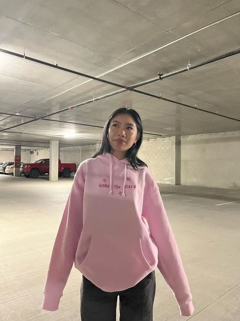 Light Pink Hoodie Outfit, Pink Hoodie Outfit, Light Pink Hoodie, Stars Light, Back 2 School, Clothing Sites, School Fits, Hoodie Outfit, I Promise You