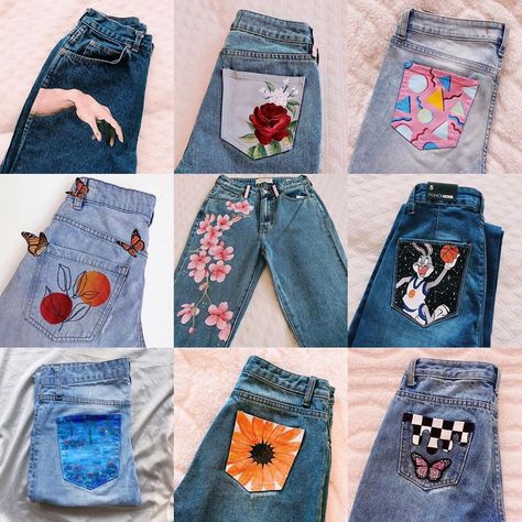 ✿ alison bugaeff ✿ on Instagram: “Happy Thursday!! Just a reminder, I still paint custom jeans, shorts, & shoes. DM me if you are interested in getting your clothes painted…” Custom Jeans Diy, Painted Clothes Diy, Haine Diy, Diy Jeans, Shoe Designs, Denim Art, Diy Vetement, Custom Jeans, Painted Jeans