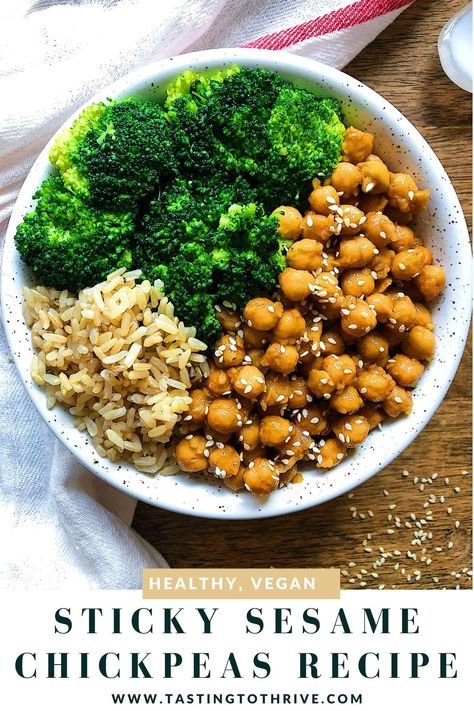 Sesame Chickpeas, Cauliflower And Chickpea Curry, Vegan Chickpea Recipes, Chickpea Recipe, Easy Vegan Lunch, Vegan Summer Recipes, Healthy Supper, Healthy Summer Recipes, Chickpea Recipes